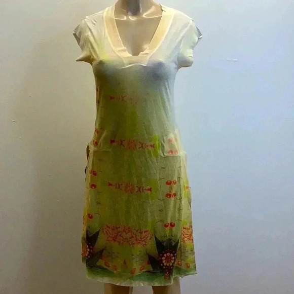 Alchemic Size Small Midi Sublimation Printed Dress With Side Slits. - Picture 1 of 5